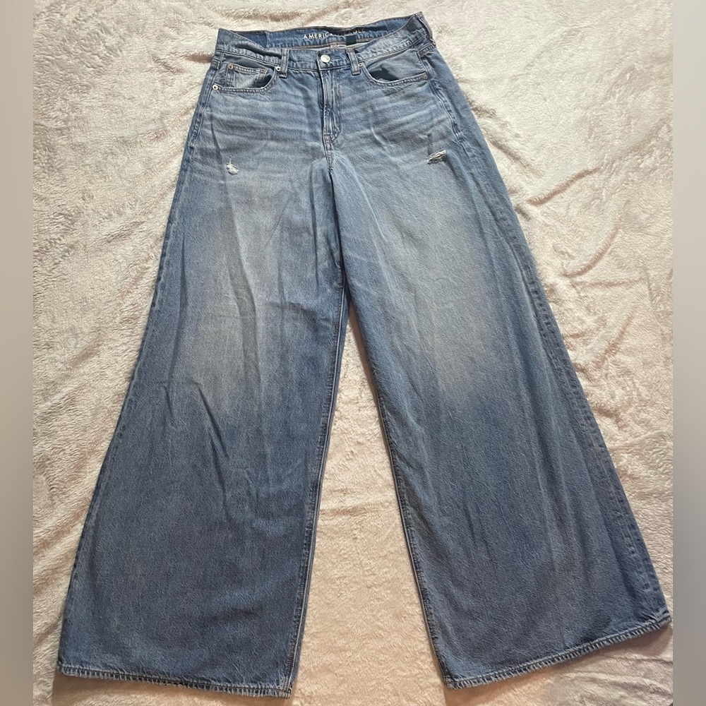 American Eagle Outfitters Blue Flare Wide Leg Jeans